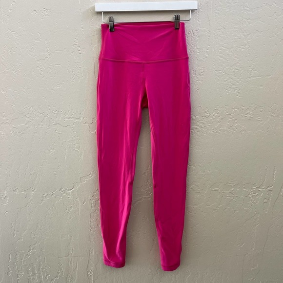 EUC Lululemon Sonic Pink High Rise Align Full Length 28" Leggings size 6 - Picture 5 of 8